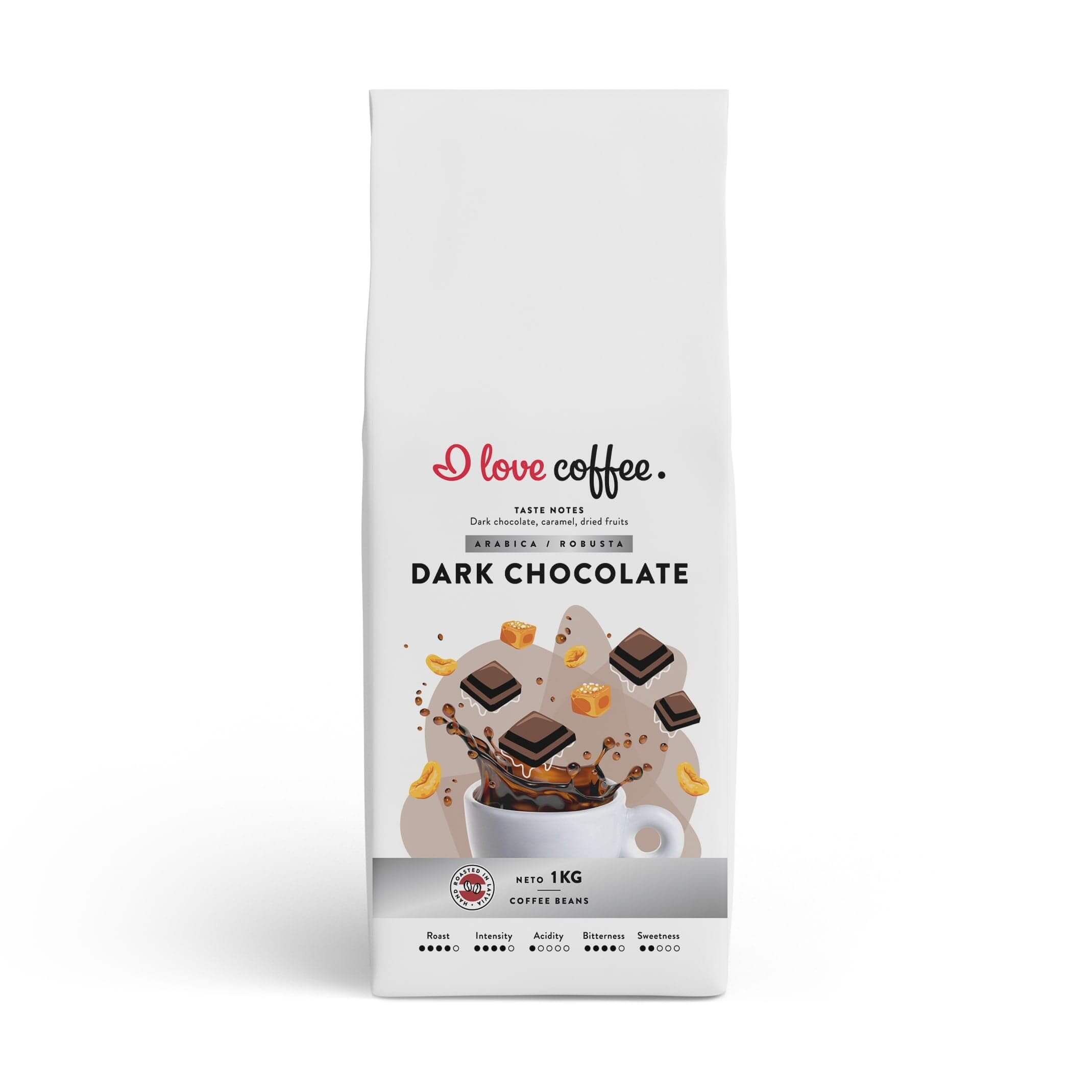 1 kg Kavos pupelės Dark Chocolate, 1 kg Aš myliu kavą