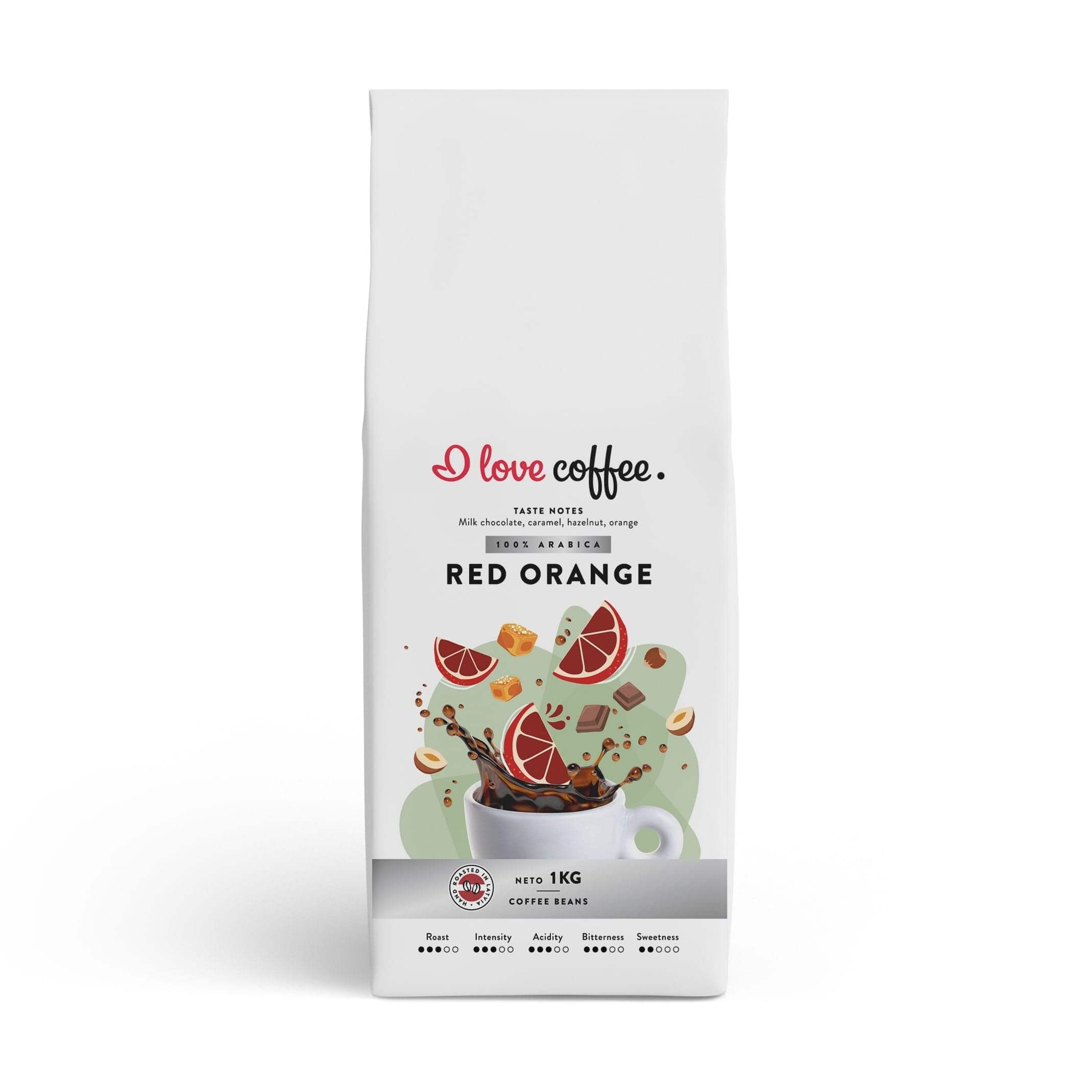 1 kg Kavos pupelės Red Orange, 1 kg Aš myliu kavą