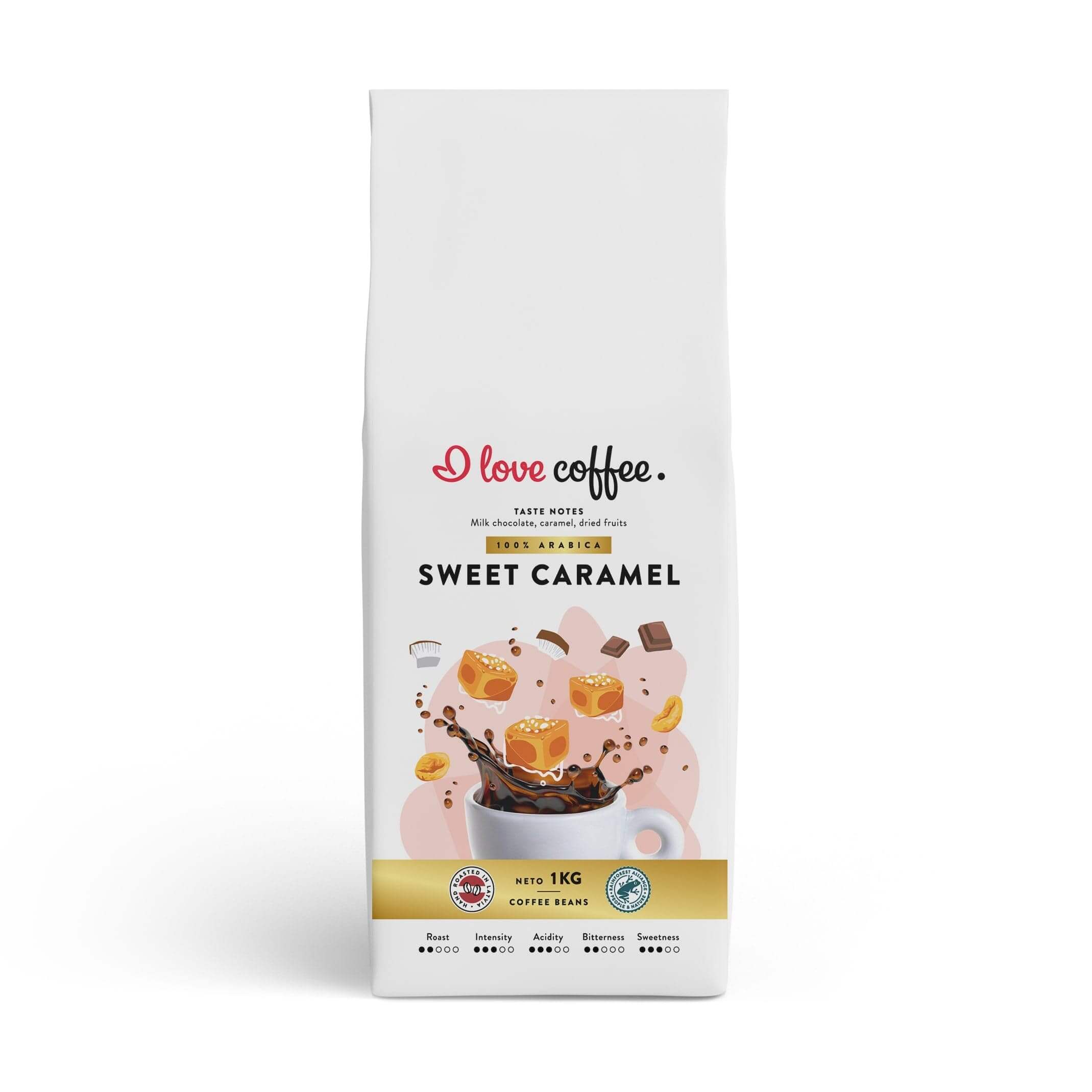 1 kg Kavos pupelės Sweet Caramel, 1 kg Aš myliu kavą