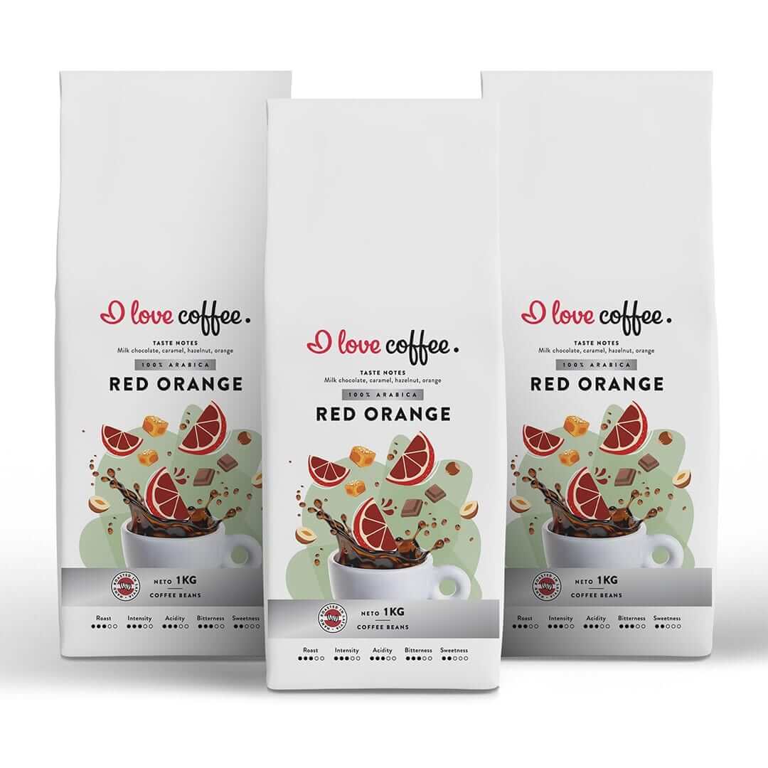 3 kg Kavos pupelės Red Orange, 1 kg Aš myliu kavą