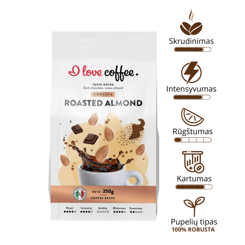 Kava Roasted Almond, 250 g Aš myliu kavą