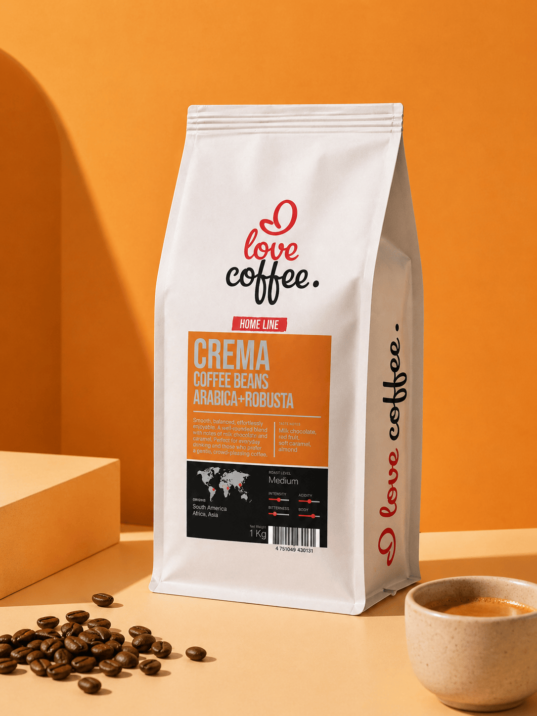Kavos pupelės I Love Coffee Home Line CREMA, 1 kg Aš Myliu Kavą