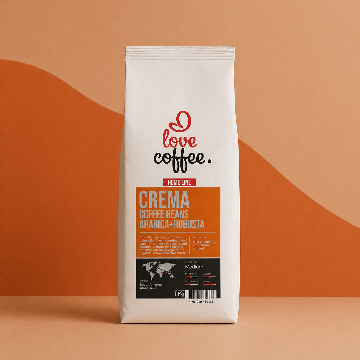 Kavos pupelės I Love Coffee Home Line CREMA, 1 kg Aš Myliu Kavą