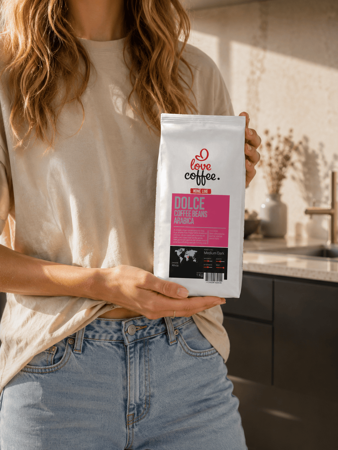 Kavos pupelės I Love Coffee Home Line DOLCE, 100% Arabica, 1 kg Aš Myliu Kavą