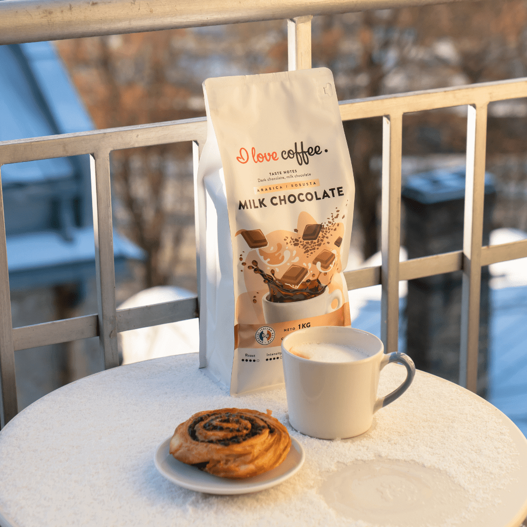 Kavos pupelės Milk Chocolate, 1 kg Aš myliu kavą