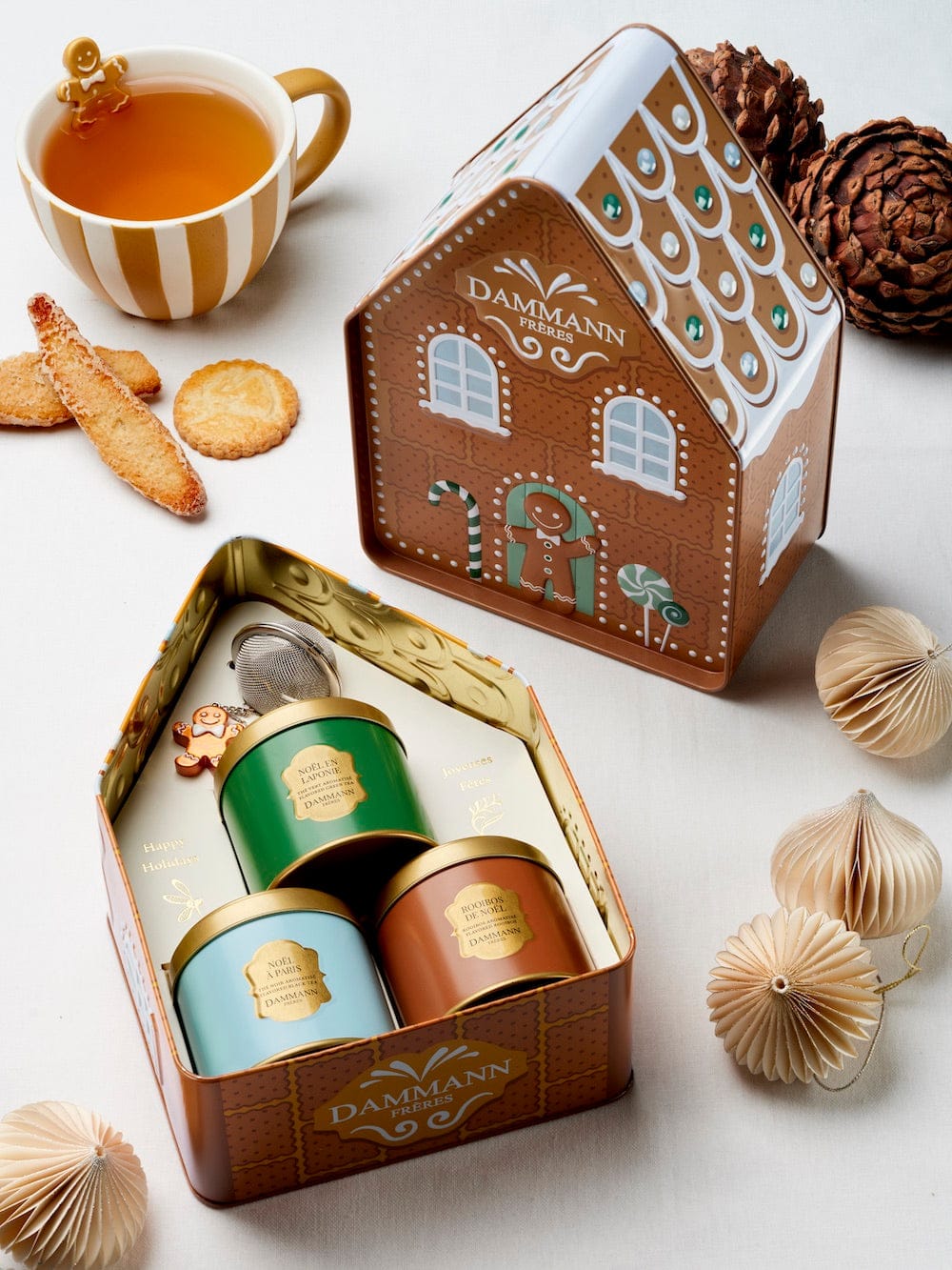 DAMMANN birios arbatos rinkinys su arbatos sieteliu - „Candy Christmas“ selekcija 3 x 40g Dammann