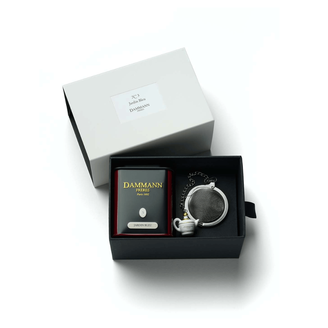 DAMMANN birios arbatos rinkinys su filtru „Jardin Bleu N°3“ juoda aromatizuota 40 g Dammann