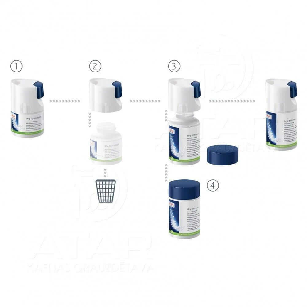 Pieno sistemos valymo granulės su dozatoriumi JURA, 90 g Jura