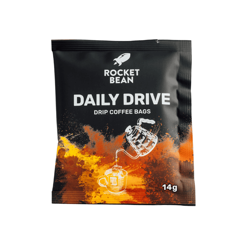 1 pakelis RBR lašelinis kavos maišelis Daily Drive, malta kava, 14 g Rocket Bean Roastery