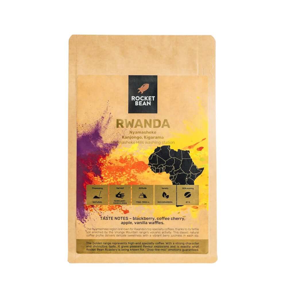RBR Ruanda kavos pupelės Nyamasheke Hills, natūralios, 200 g Rocket Bean Roastery