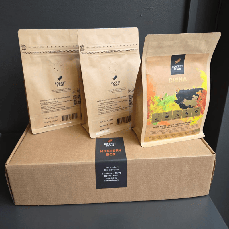 Rocket Bean Mystery Box, 3 × 200 g ypatingosios kavos pupelių Rocket Bean Roastery