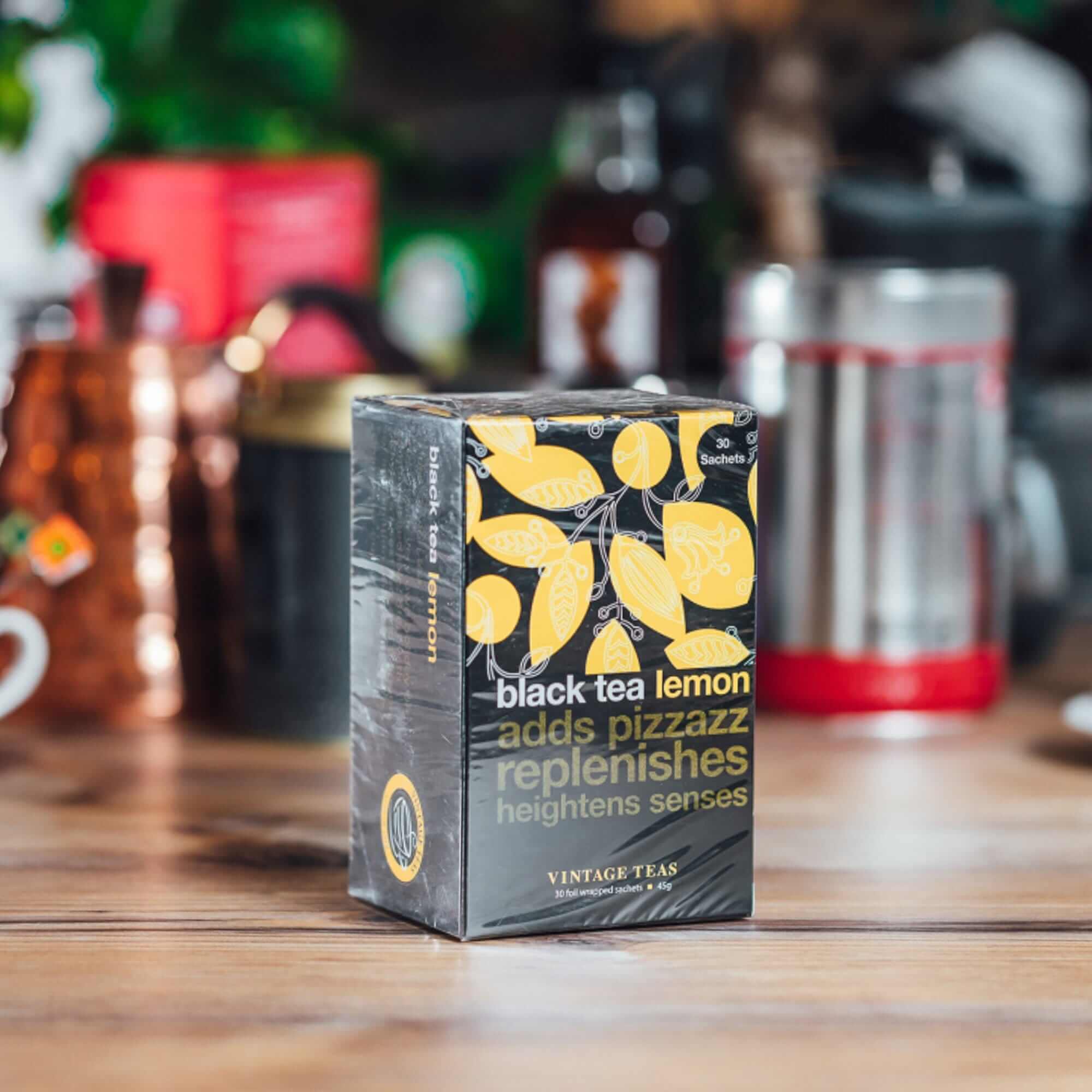 Arbata maišeliuose Vintage Black Lemon, 30 vnt., Aš Myliu Kavą