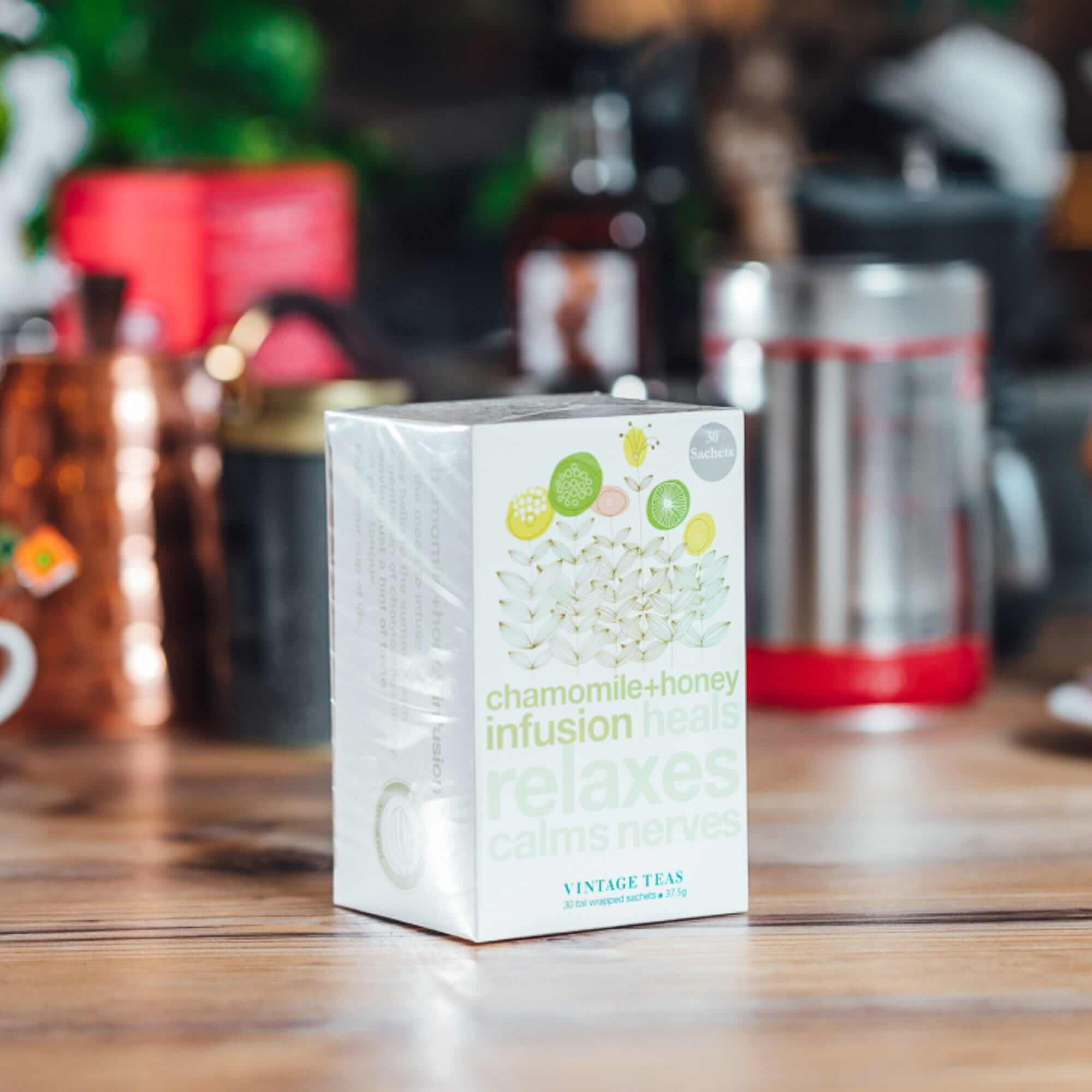 Arbata maišeliuose Vintage Infusion Chamomile Honey, 30 vnt., Aš Myliu Kavą