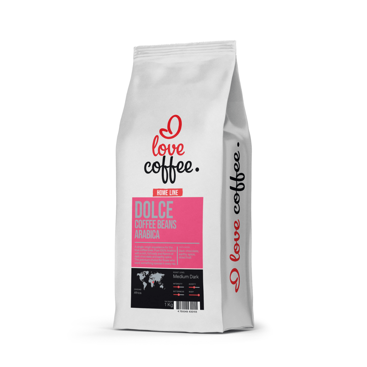1 kg Kavos pupelės I Love Coffee Home Line DOLCE, 100% Arabica, 1 kg Aš Myliu Kavą