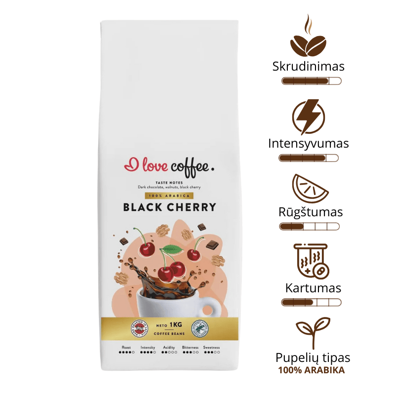 Kavos pupelės Black Cherry, 1 kg Aš myliu kavą