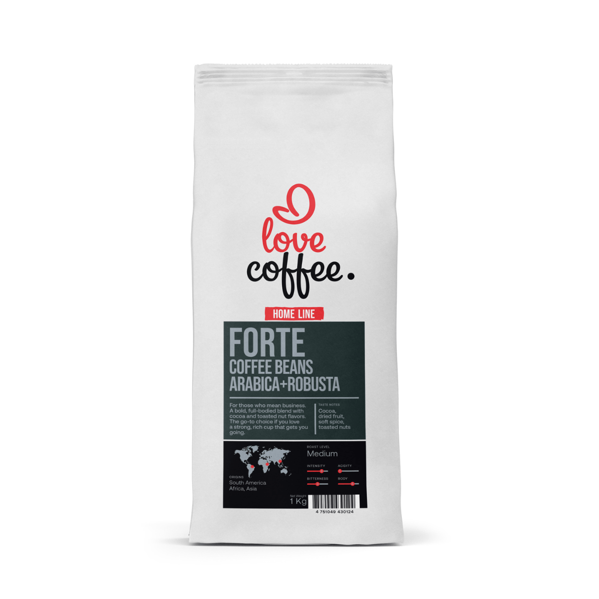 Kavos pupelės I Love Coffee Home Line FORTE, 1 kg Aš Myliu Kavą