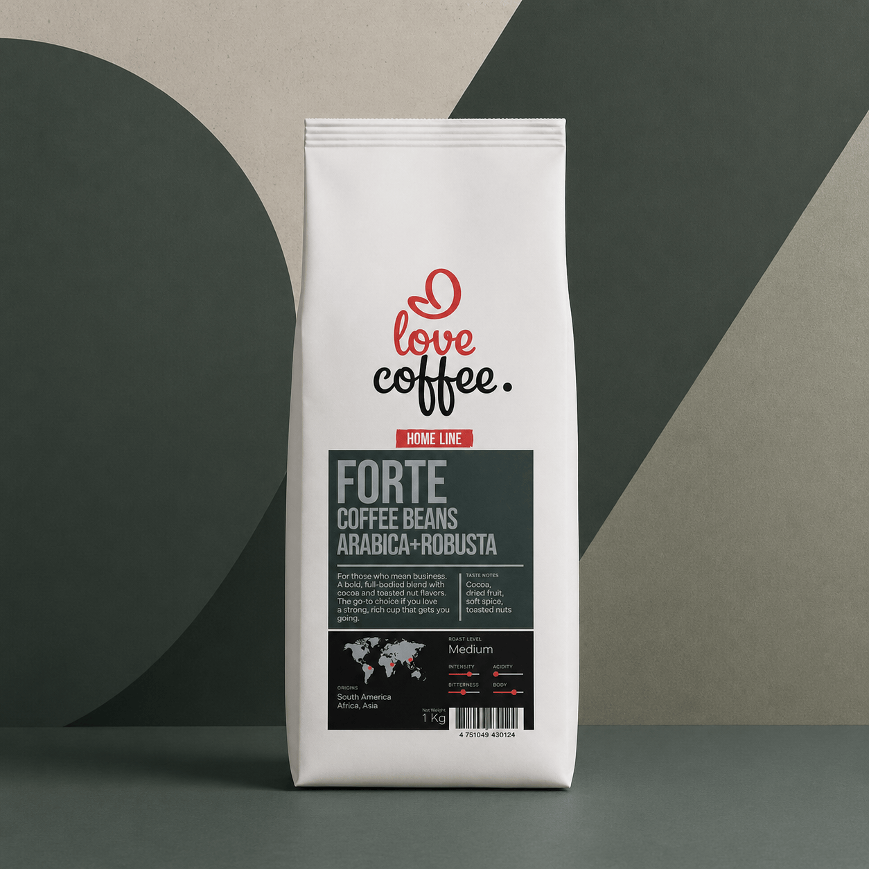 Kavos pupelės I Love Coffee Home Line FORTE, 1 kg Aš Myliu Kavą