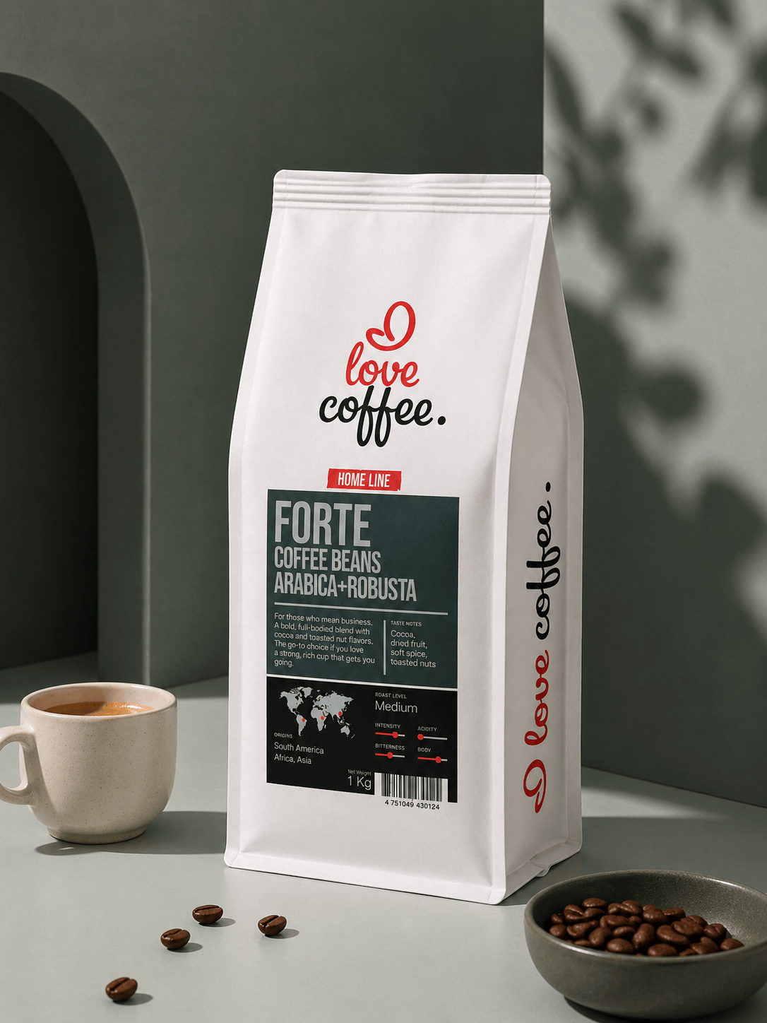 Kavos pupelės I Love Coffee Home Line FORTE, 1 kg Aš Myliu Kavą