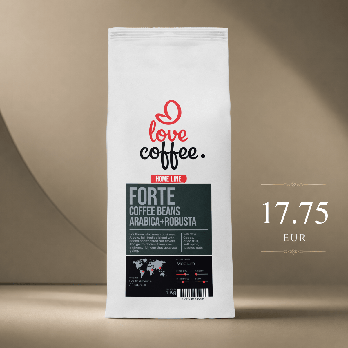 Kavos pupelės I Love Coffee Home Line FORTE, 1 kg Aš Myliu Kavą