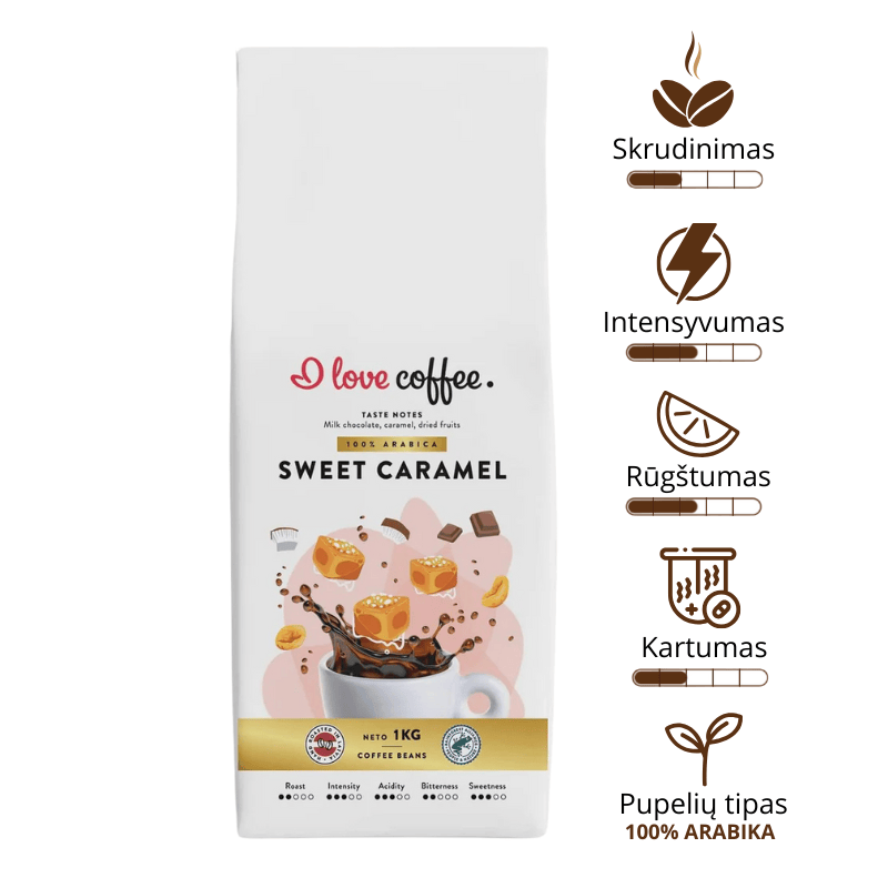 Kavos pupelės Sweet Caramel, 1 kg Aš myliu kavą