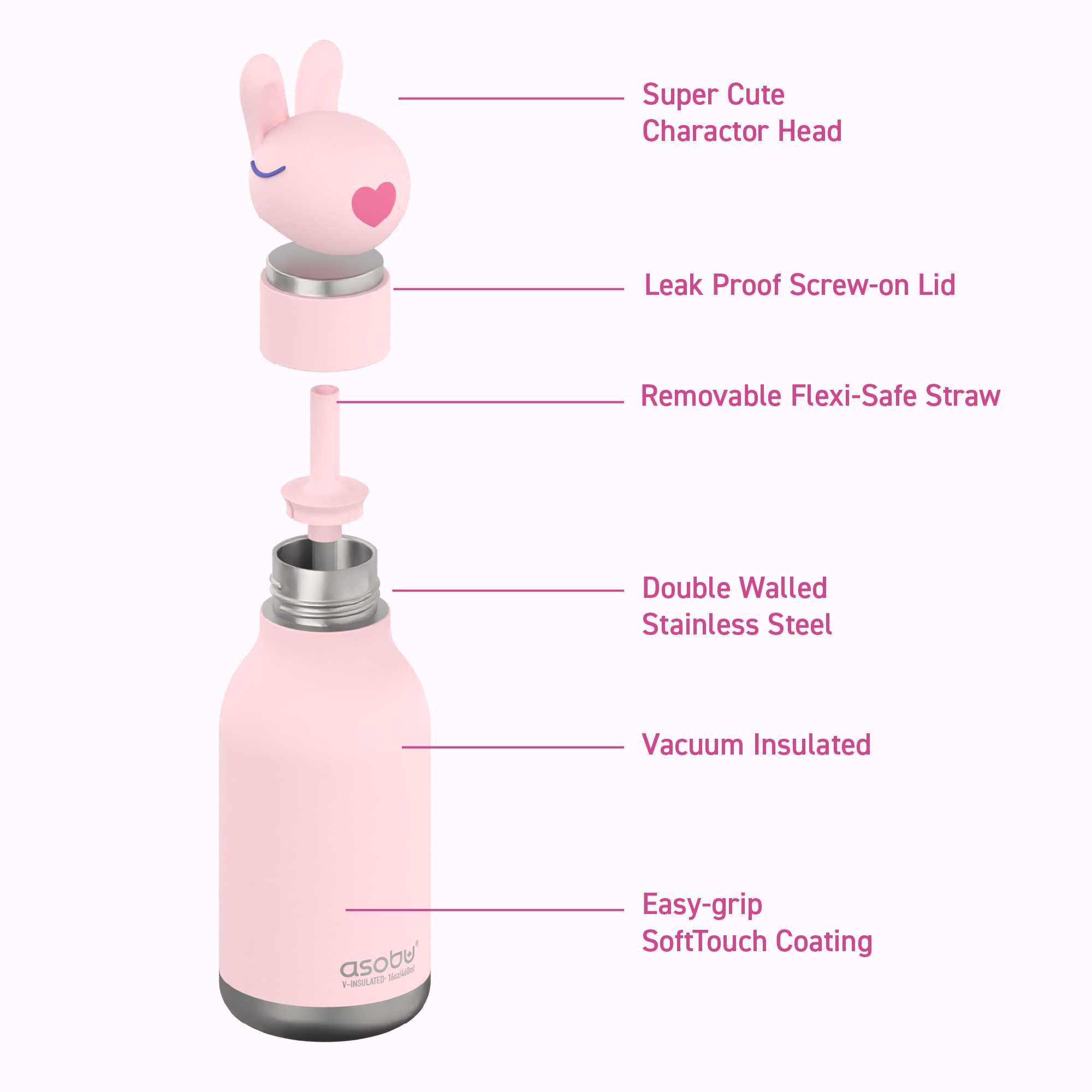 Asobu Trauki Termo gertuvė Asobu Bestie, 460 ml, SBV44 ELEPHANT