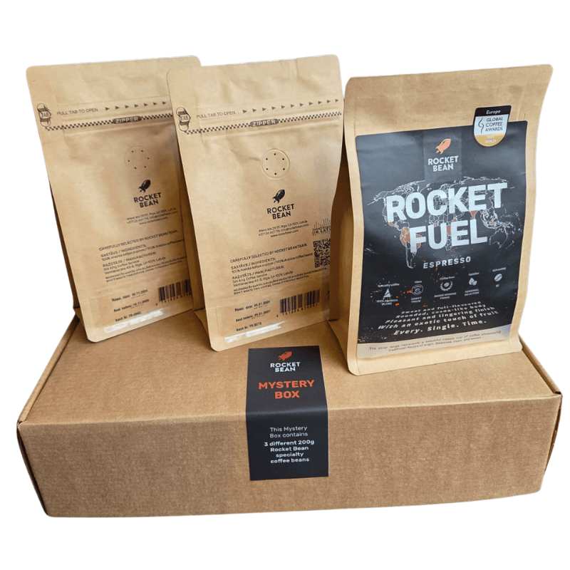 Rocket Bean Mystery Box, 3 × 200 g ypatingosios kavos pupelių Rocket Bean Roastery